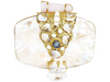 Gold and White Mother of Pearl Stone Embellished Clutch Purse, Goldtone Double Finger Ring