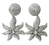 Silver Crystal Starfish Earrings