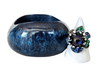 Navy Blue Bangle, Sterling Silver Blue and Green Sapphire Flower Ring