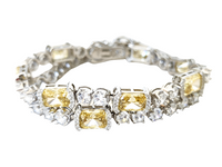 Double Sterling Silver And Yellow Diamond Bracelets