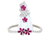 Sterling Silver Ruby Mini Flower Ring and Bracelet