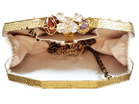 Gold and White Mother of Pearl Honeycomb Clutch