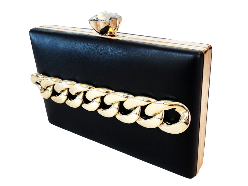 Black Gold Chained Clutch