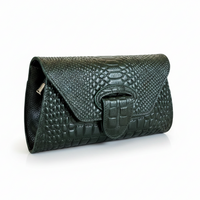 Green Leather Snakeskin Clutch
