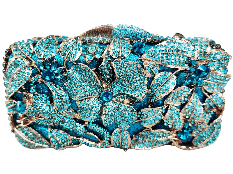Blue Crystal Flower Clutch