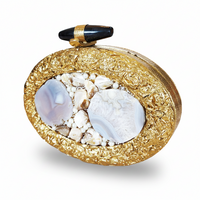 Gold Agate Slice Clutch