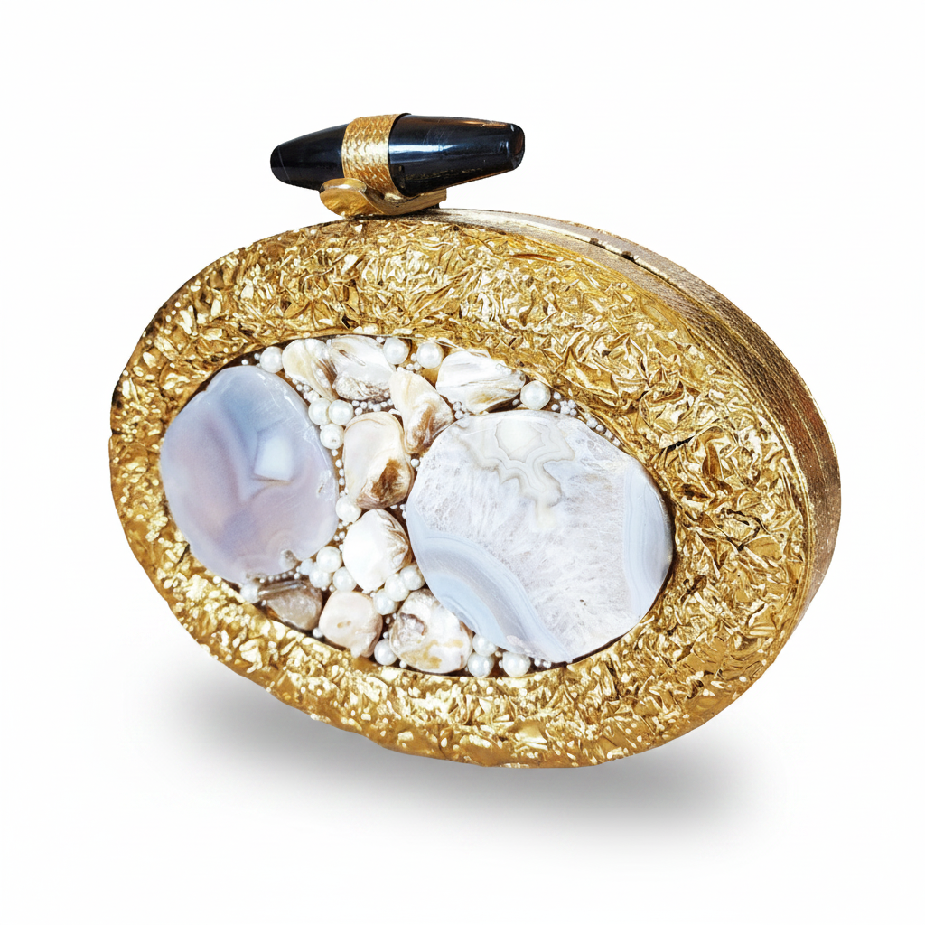 Gold Agate Slice Clutch