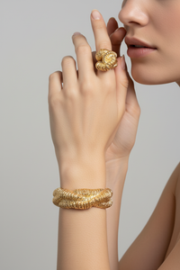 Gold Twist Cuff and Ring