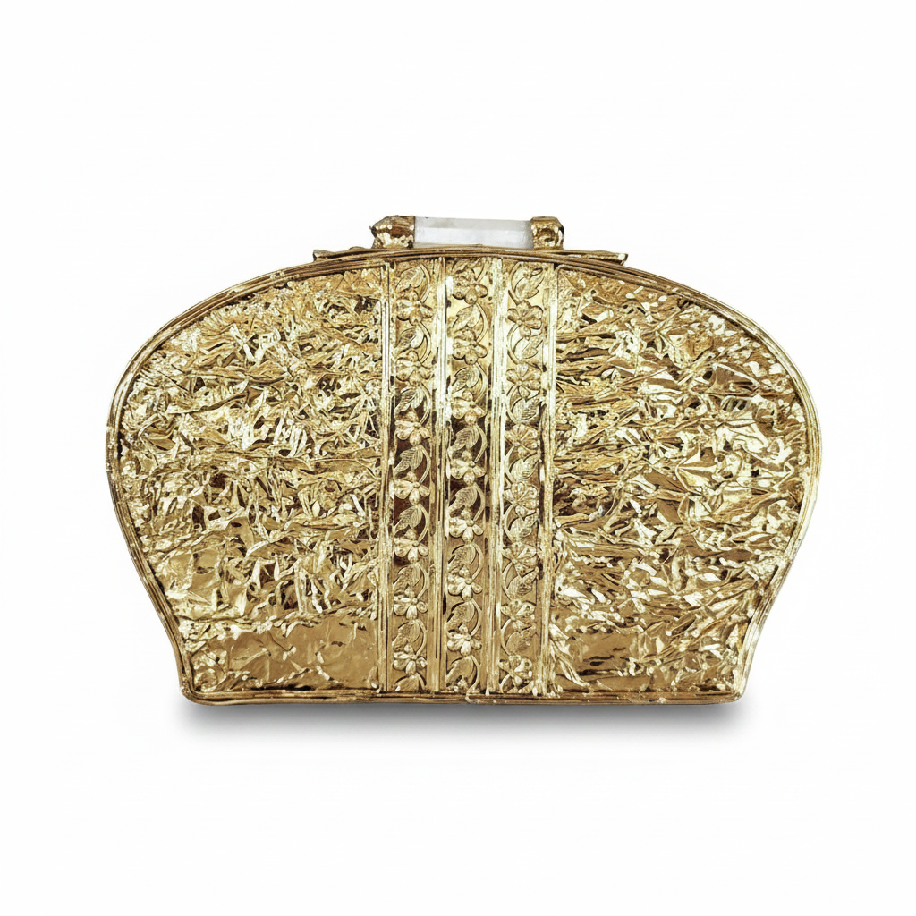 White and Gold  Mother Of Pearl Clutch