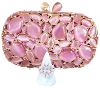 Pink Stone Clutch Purse and Sterling Silver Rose Quartz Ring