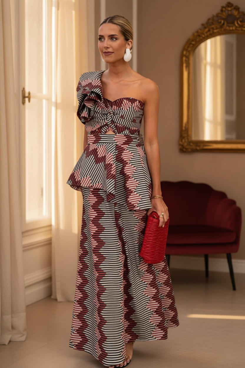 Asymmetrical 2 Piece Print Dress