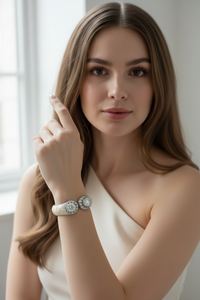 Off White Diamond Enamel Cuff Bracelet
