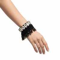 Black Tassel Cuff Bracelet