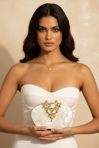 White and Gold  Mother Of Pearl Clutch