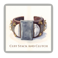 Brown Marble Embellished Cuff Bracelet