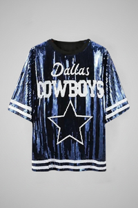Dallas Cowboys Blue Sequin Oversized Shirt