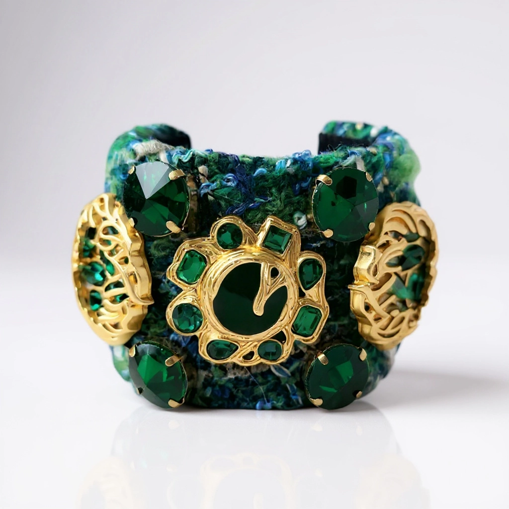 Green and Blue Jeweled Cuff Bracelet