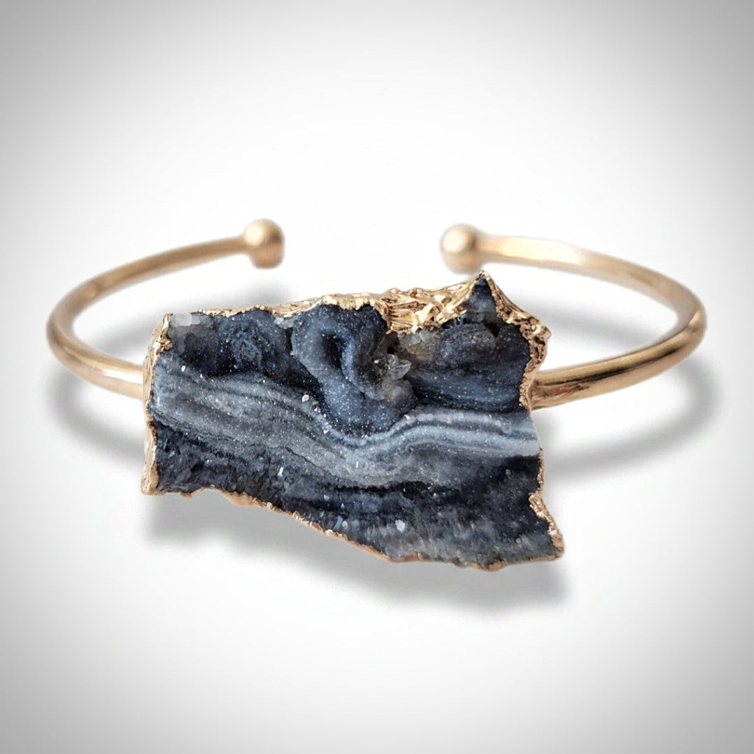 Black Stone Cuff Bracelet