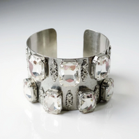 Silver Jeweled Cuff Bracelet