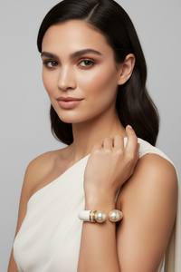 White Resin Pearl Cuff Bracelet