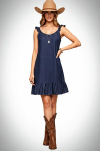 Navy Denim Sleeveless Dress
