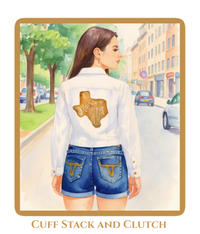 UT Hook'em Horns White Jean Jacket