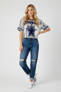 Dallas Cowboys Womens Silver Sequin Shirt