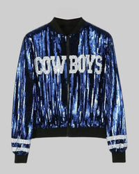 Dallas Cowboys Blue Sequin Bomber Jacket
