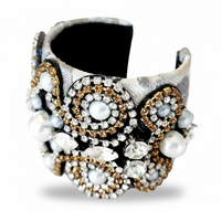 Silver and Gold Jeweled Cuff Bracelet