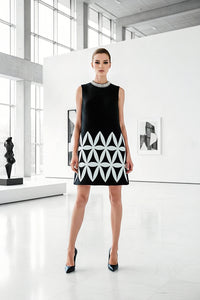 Black and White Sleeveless Mini Dress