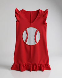 Red Sequin Baseball Mini Dress
