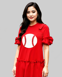 Red Sequin Baseball Dress