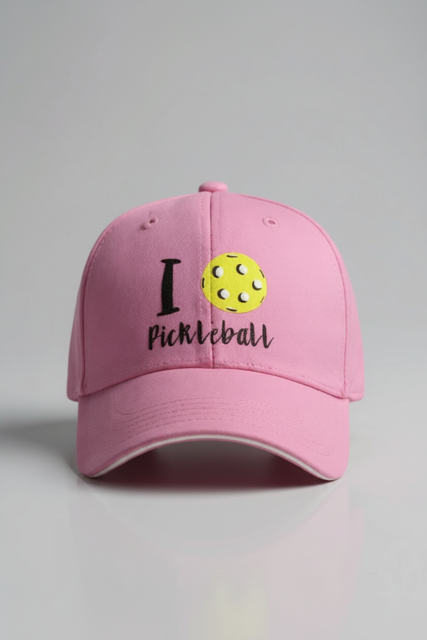 Pink I Love Pickleball Hat