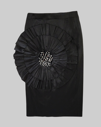 Black 3D Flower Pencil Skirt