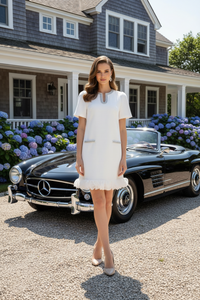 Silver Embellished Ivory Mini Dress
