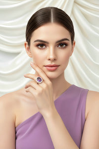 Sterling Silver Oval Cut Amethyst Ring