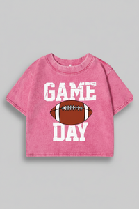Girls Hot Pink Football Crop Top Tshirt