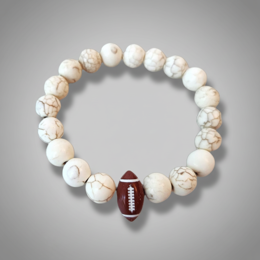 White Beaded Football Bracelet