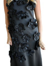 Black 3D Flower Sleeveless Maxi Dress