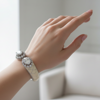 Off White Diamond Enamel Cuff Bracelet