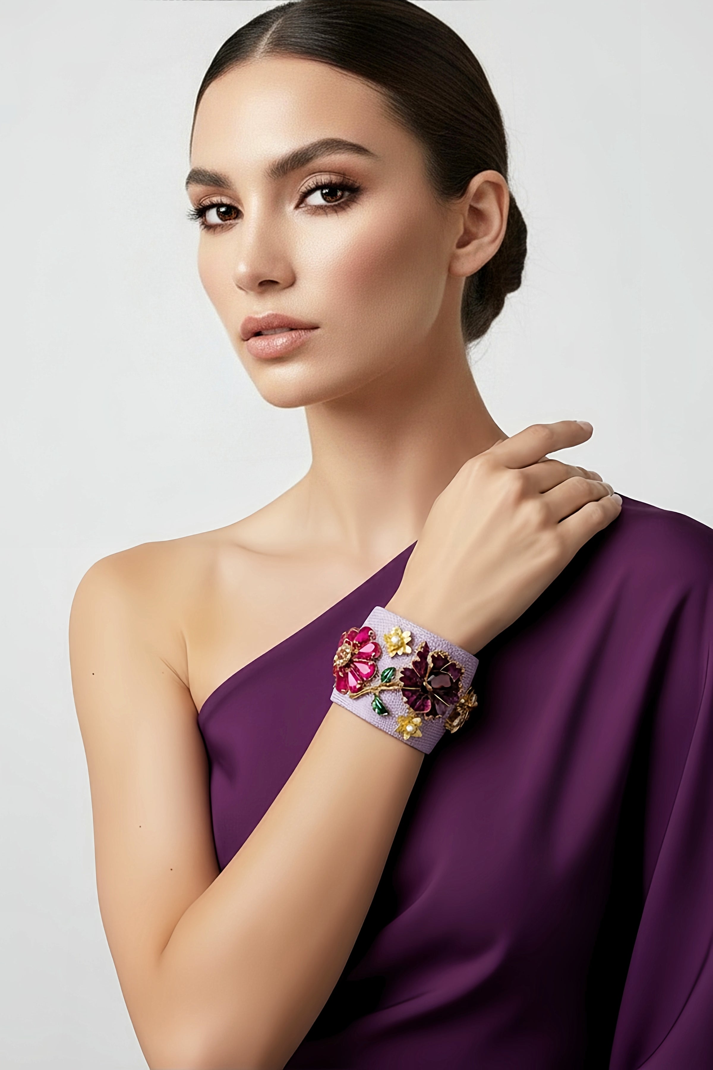Purple Flower Cuff Bracelet