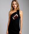 Black One Shoulder Sequin Football Maxi Dress
