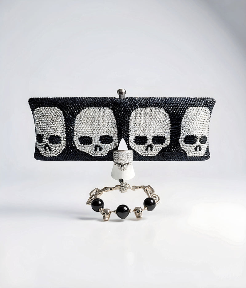 Crystal Skull Clutch Purse, Ring and Bracelet