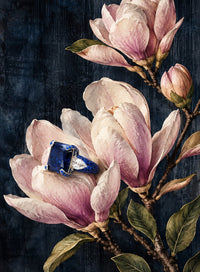 Sterling Silver Square Cut Sapphire Ring