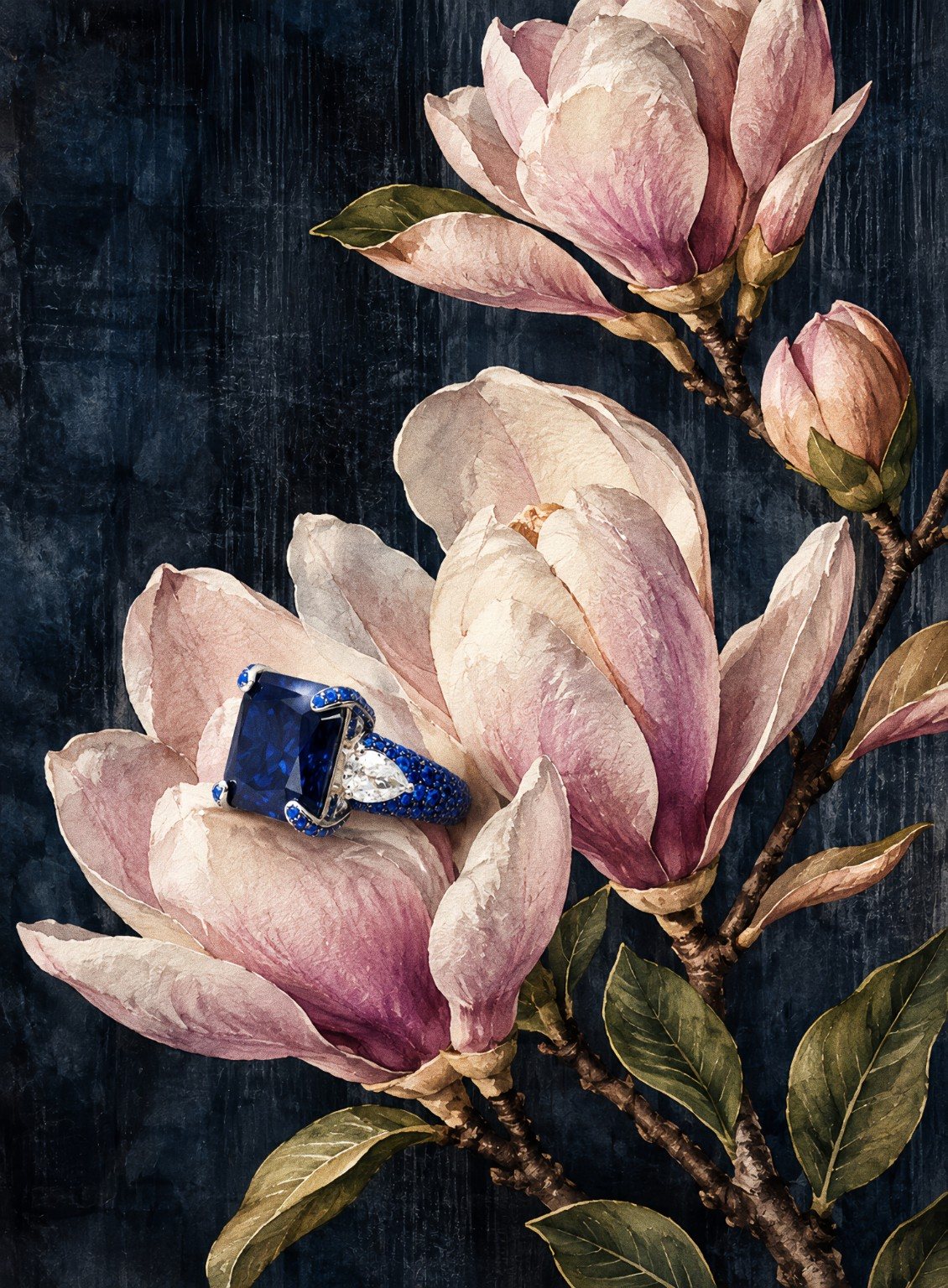 Sterling Silver Square Cut Sapphire Ring