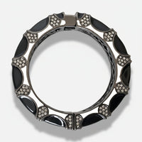 Gun Black, Silver, and Diamond Enamel Bangle