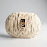 Ivory Rattan Clutch
