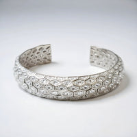 Silver Marble Stone Clutch, Sterling Silver Cuff Bracelet, Beaded Bracelet and Ring
