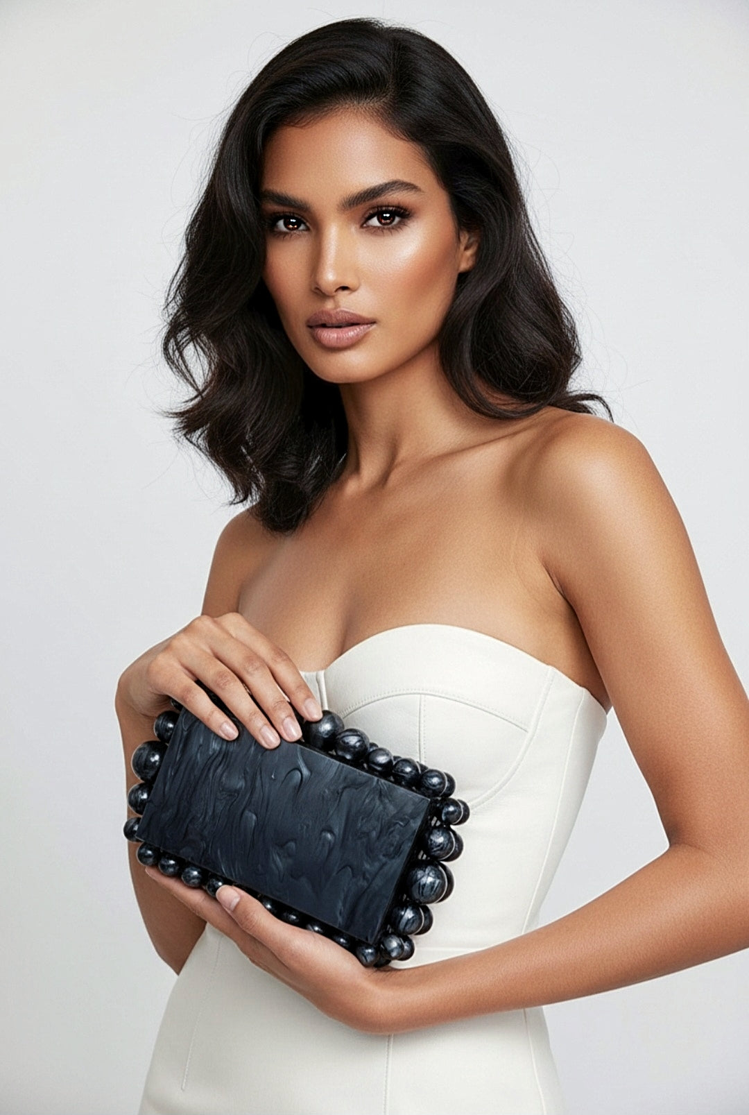 Black Bubble Trim Resin Clutch