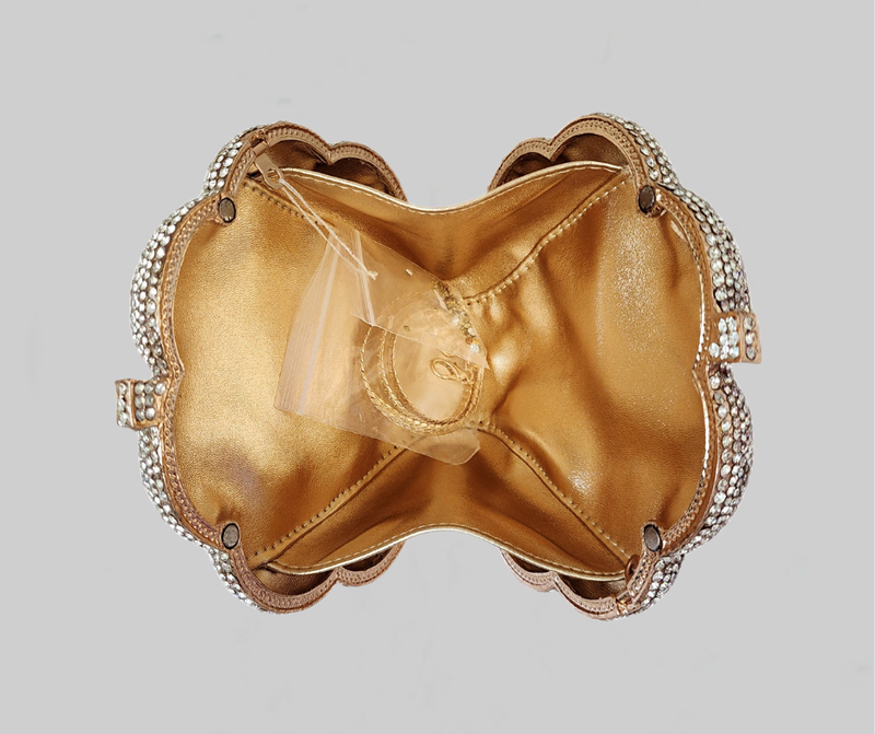 Gold and White Crystal Flower Clutch